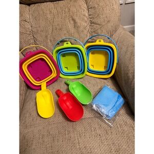 Sloosh 3 Foldable Square Buckets with Shovels Set Multicolor 40664-WM Beach Toys